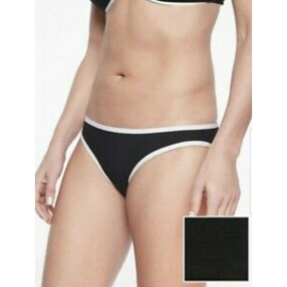 Athleta Clean Medium Bound Bikini Bottom Black White‎ Women's Medium #405798 - Picture 2 of 7